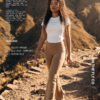 Women's Tan High-Waisted Flared Leggings with taping