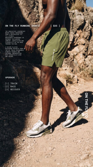 On The Fly lightweight running shorts, green 5''