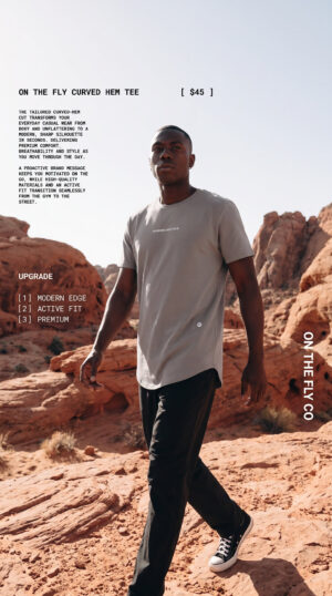 Men's Gray Curved hem t-shirt