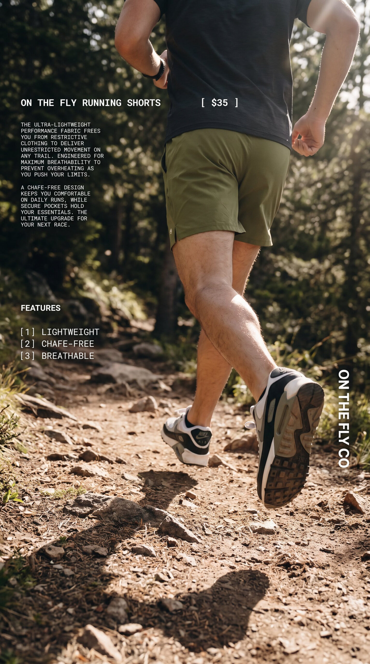 On The Fly lightweight running shorts, green 5''
