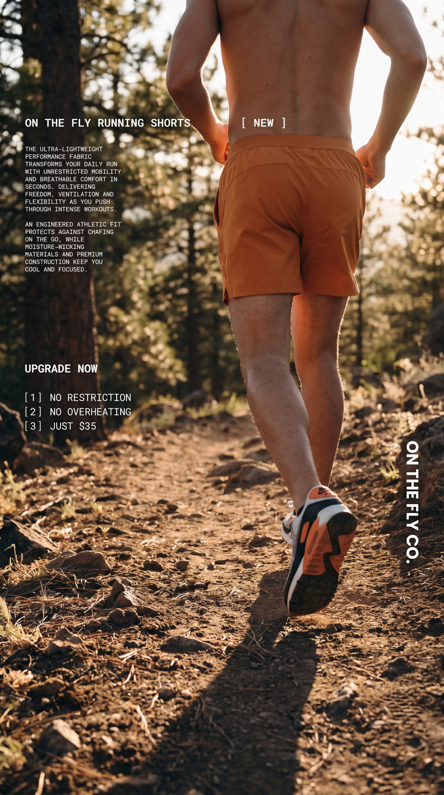 On The Fly lightweight running shorts, orange 5''