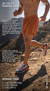 On The Fly lightweight running shorts, orange 5''