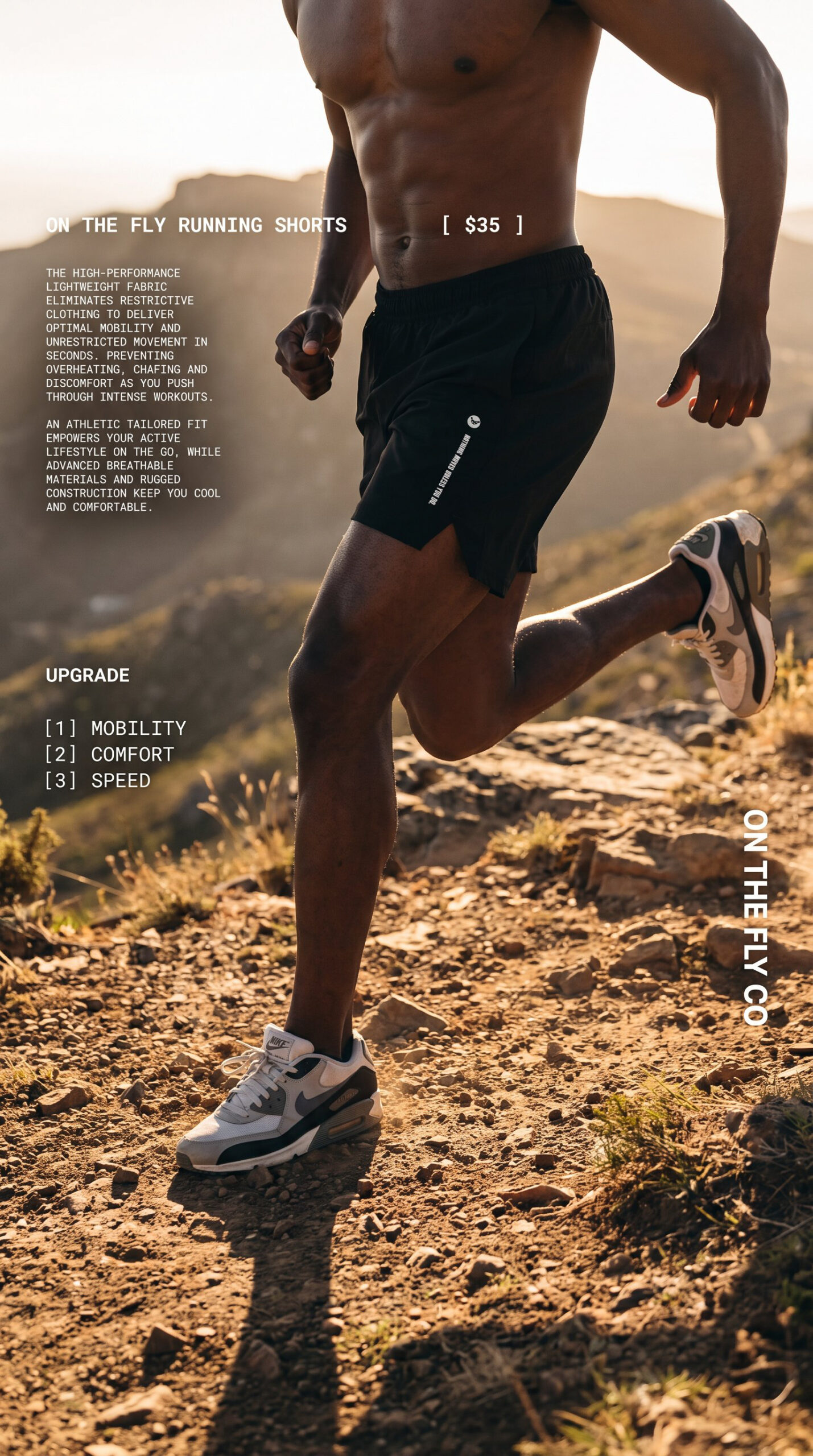 On The Fly lightweight running shorts, black 5''